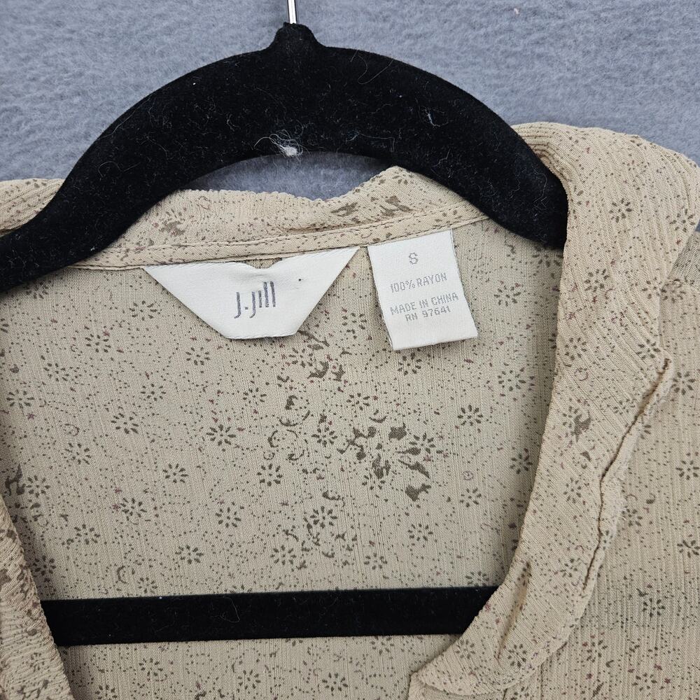 J Jill Beige Floral Cottagecore Blouse Romantic Prairie Boho Button Top S - Picture 3 of 8
